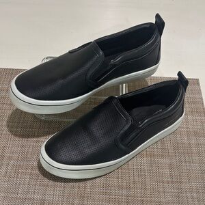 Skecher Street perforated black leather sneakers. Women 10. Excellent condition!